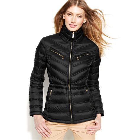 michael michael kors women's black quilted jacket|Michael Kors puffer jackets women's.